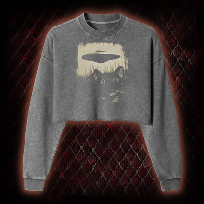 UFO CAT Washed Cropped Sweatshirt