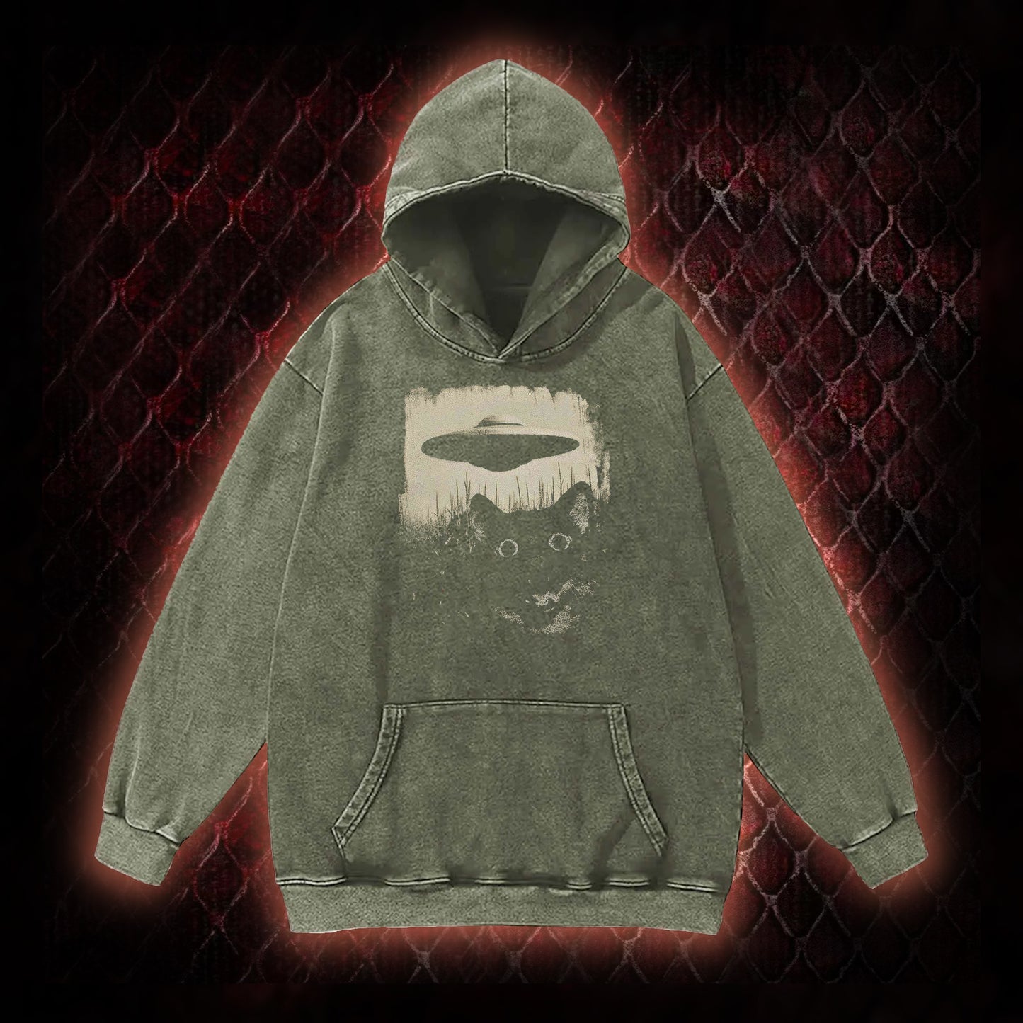 UFO CAT Vintage Washed Hoodie