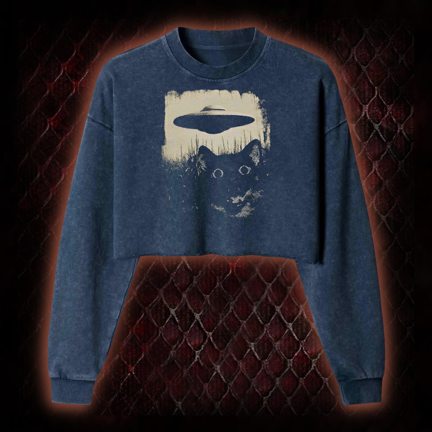 UFO CAT Washed Cropped Sweatshirt