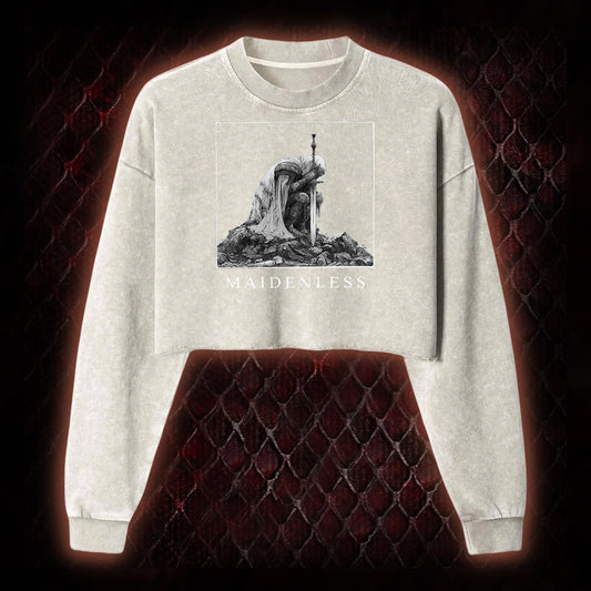 Elden Ring 'Maidenless' Tarnished Knight Graphic Cropped Long-Sleeved  - FromSoftware RPG Meme Tribute Piece