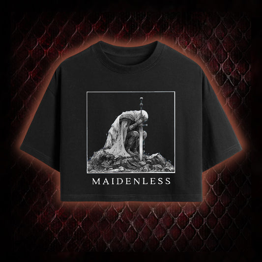 Elden Ring 'Maidenless' Tarnished Knight Graphic Cropped T-shirt  - FromSoftware RPG Meme Tribute Piece