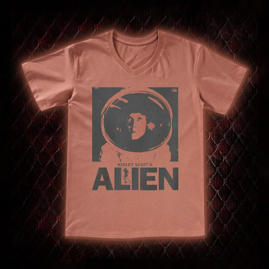 Ridley Scott's Alien Ellen Ripley Astronaut Graphic V-Neck T-Shirt - Sci-Fi Horror Franchise Icon Tribute Piece