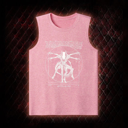 White Alien Vitruvian Creature Graphic Classic-Tank - Sci-Fi Horror Icon Tribute Piece