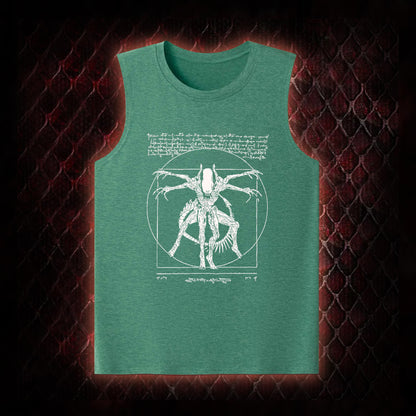 White Alien Vitruvian Creature Graphic Classic-Tank - Sci-Fi Horror Icon Tribute Piece