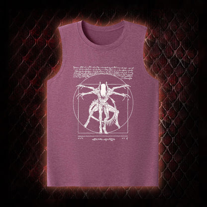 White Alien Vitruvian Creature Graphic Classic-Tank - Sci-Fi Horror Icon Tribute Piece