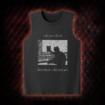 Philosophical Cat Meme 'I Do Not Think Therefore I Do Not Am' Graphic Classic-Tank - Humorous Philosophy & Cat Enthusiast Statement Piece