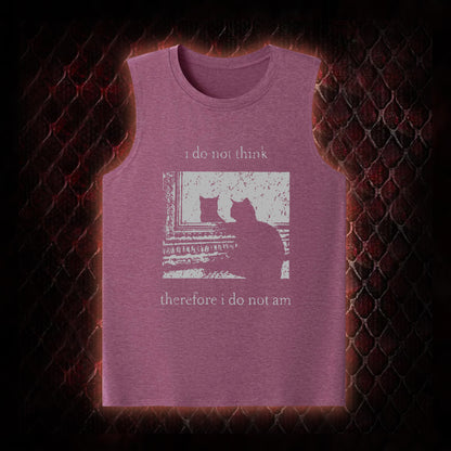 Philosophical Cat Meme 'I Do Not Think Therefore I Do Not Am' Graphic Classic-Tank - Humorous Philosophy & Cat Enthusiast Statement Piece