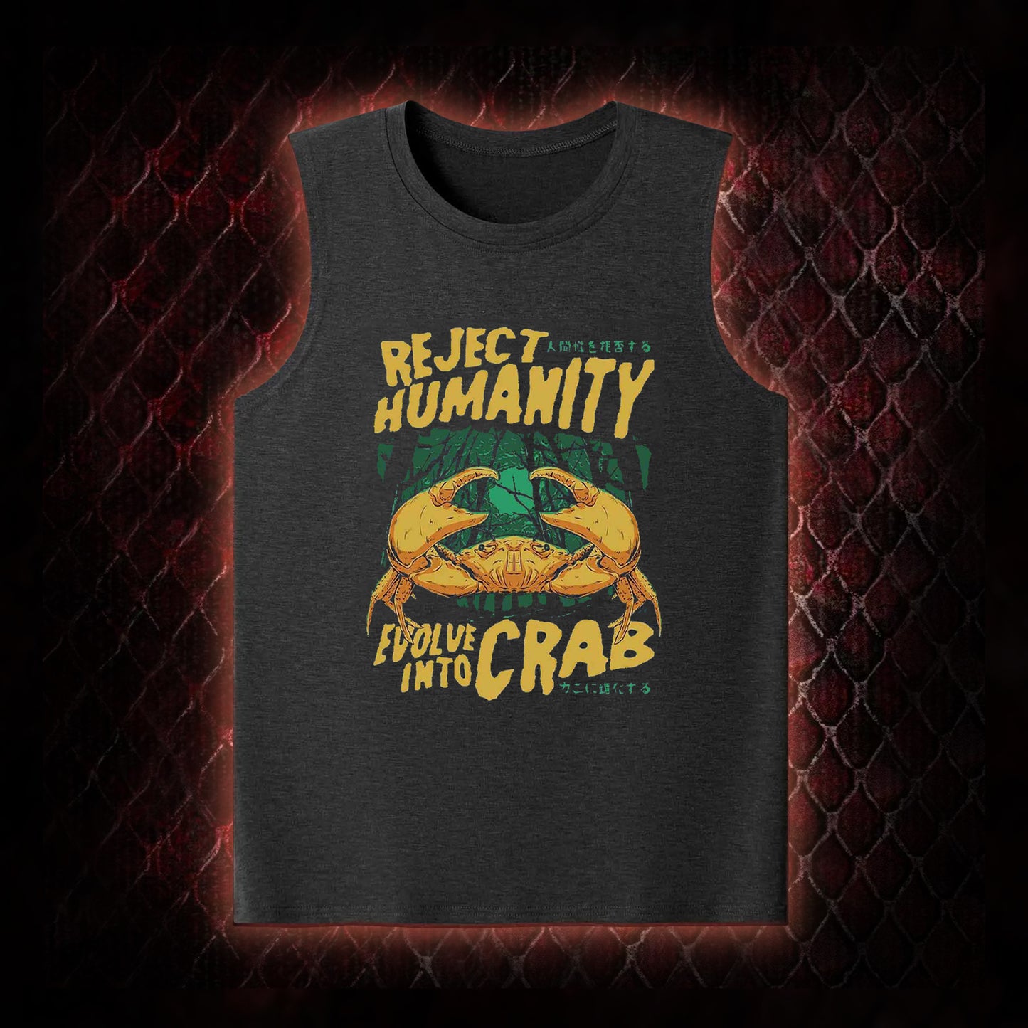 Reject Humanity Evolve Into Crab Meme Graphic Classic-Tank - Viral Internet Humor Statement Piece