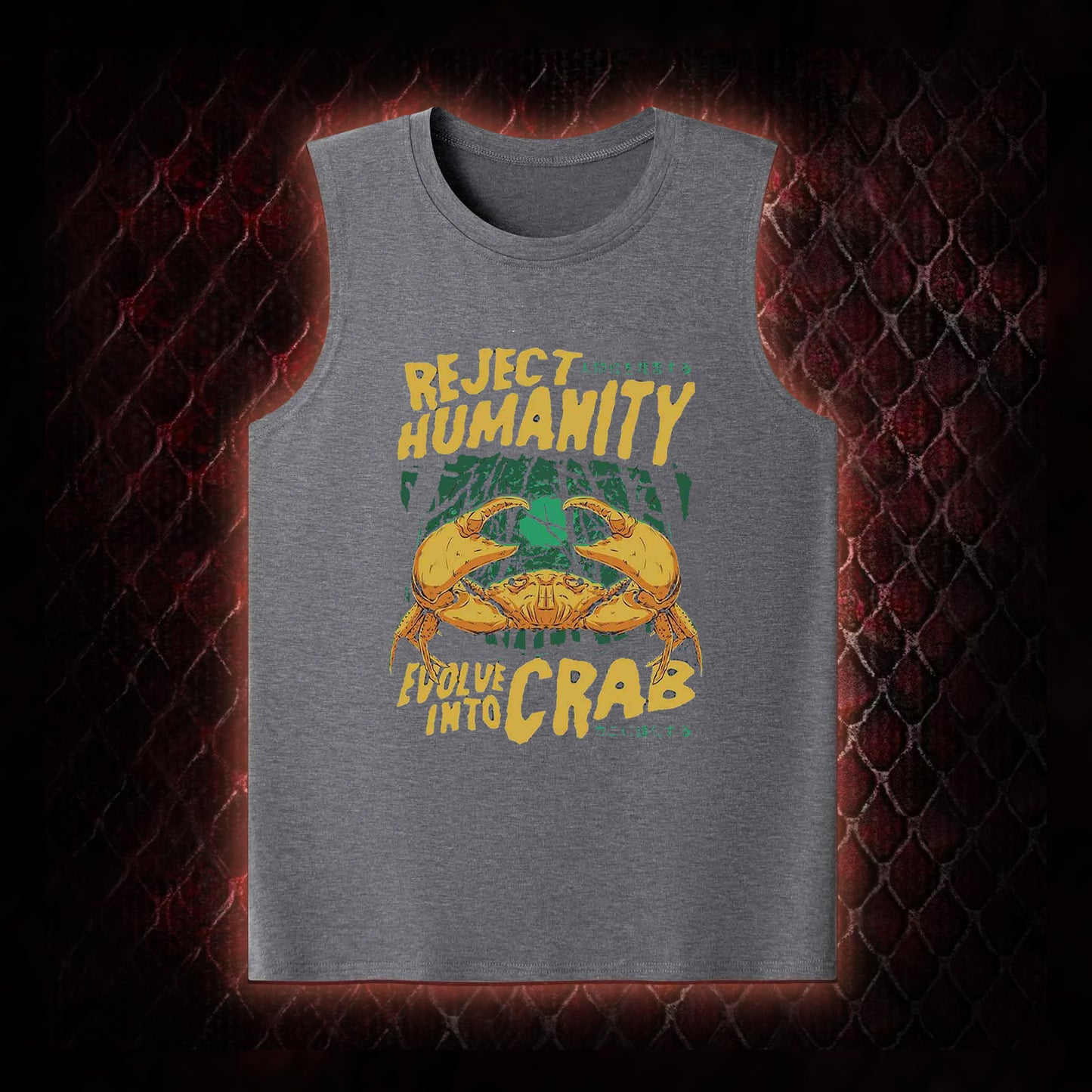Reject Humanity Evolve Into Crab Meme Graphic Classic-Tank - Viral Internet Humor Statement Piece