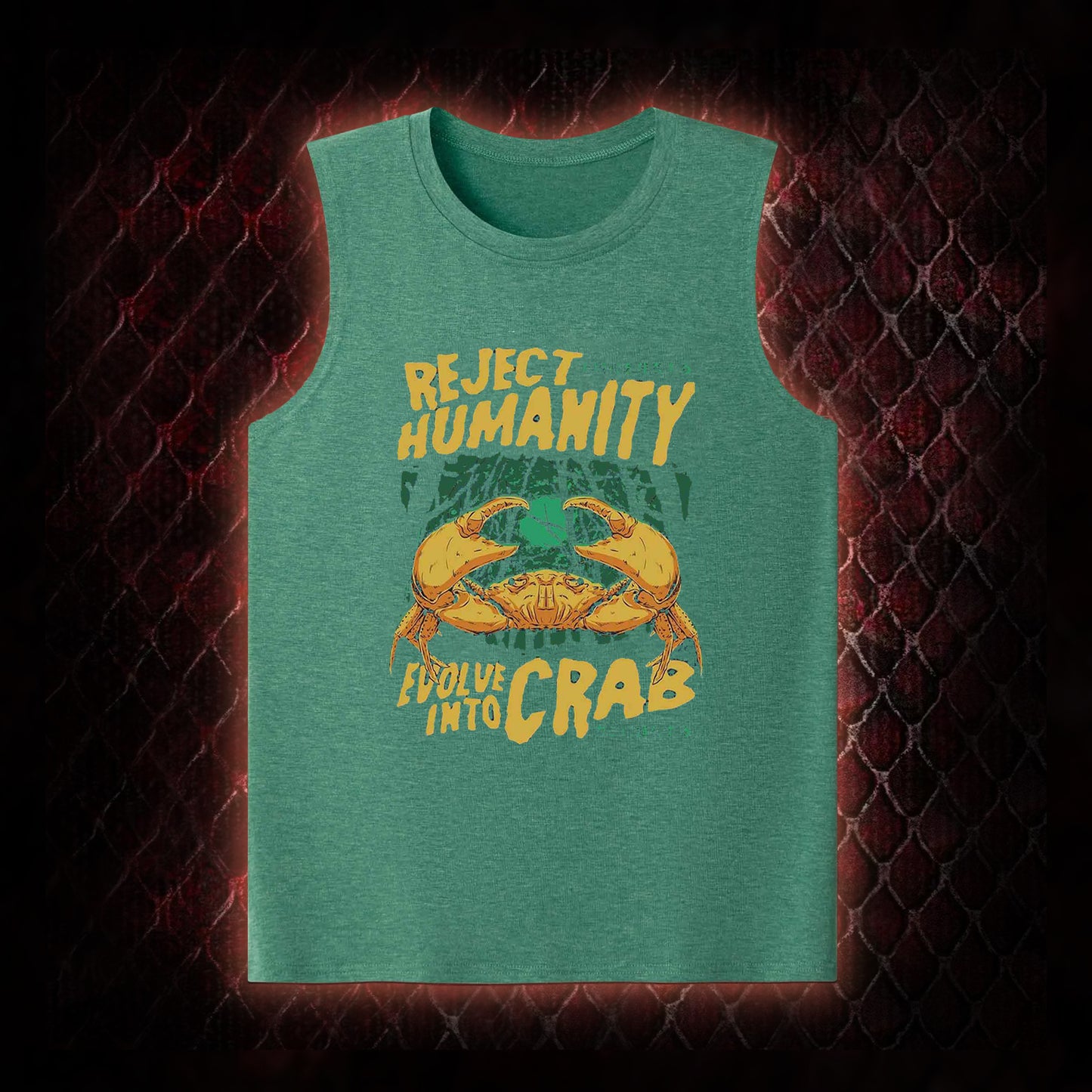 Reject Humanity Evolve Into Crab Meme Graphic Classic-Tank - Viral Internet Humor Statement Piece