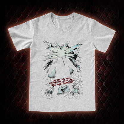 The Thing (1982) 'Wait Here For A Little While' Body Horror Graphic V-Neck T-Shirt - John Carpenter Sci-Fi Horror Tribute Piece