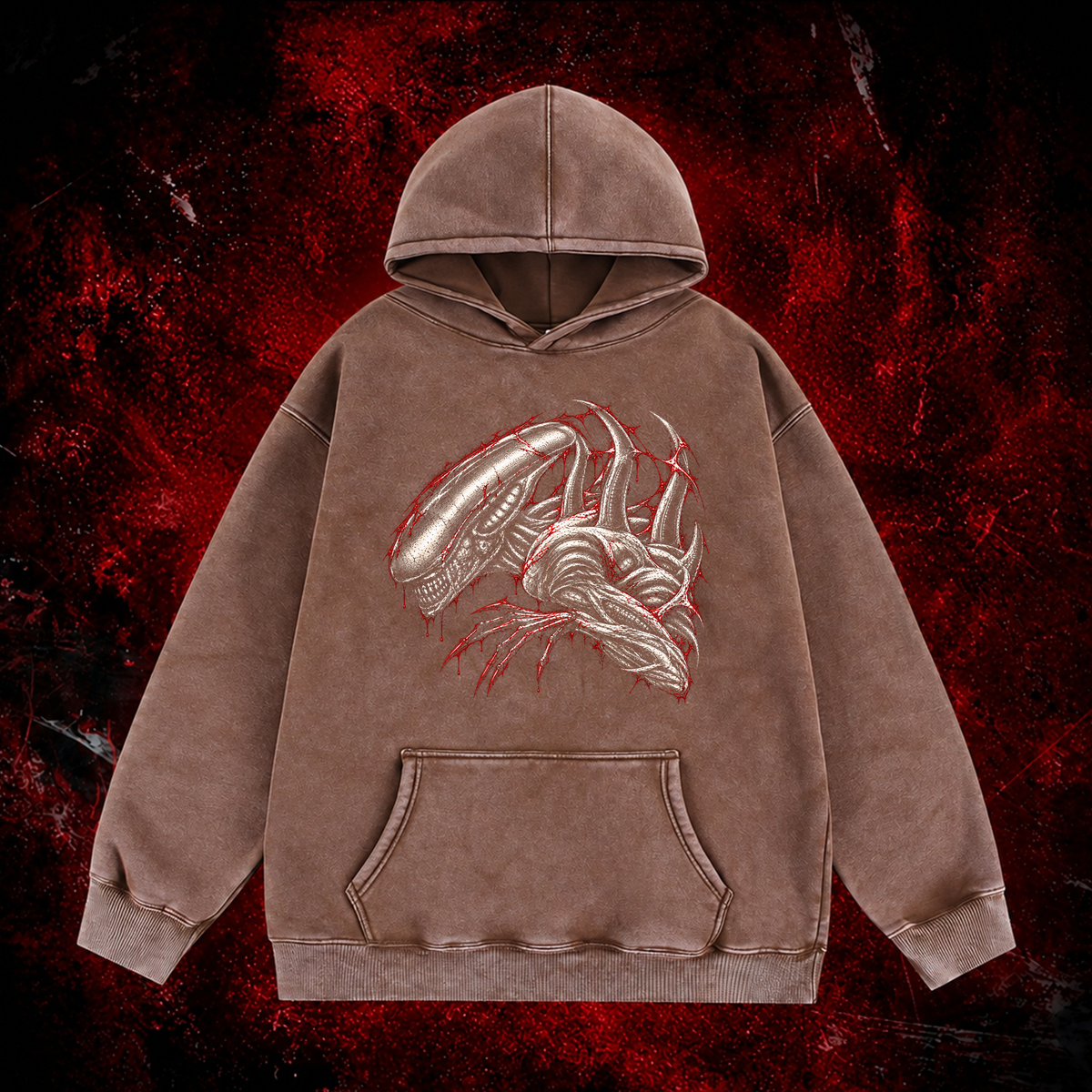 Crimson Carapace Vintage Washed Hoodie in Brown, front view