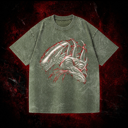 Crimson Carapace Vintage Washed T-shirt in Green, front view