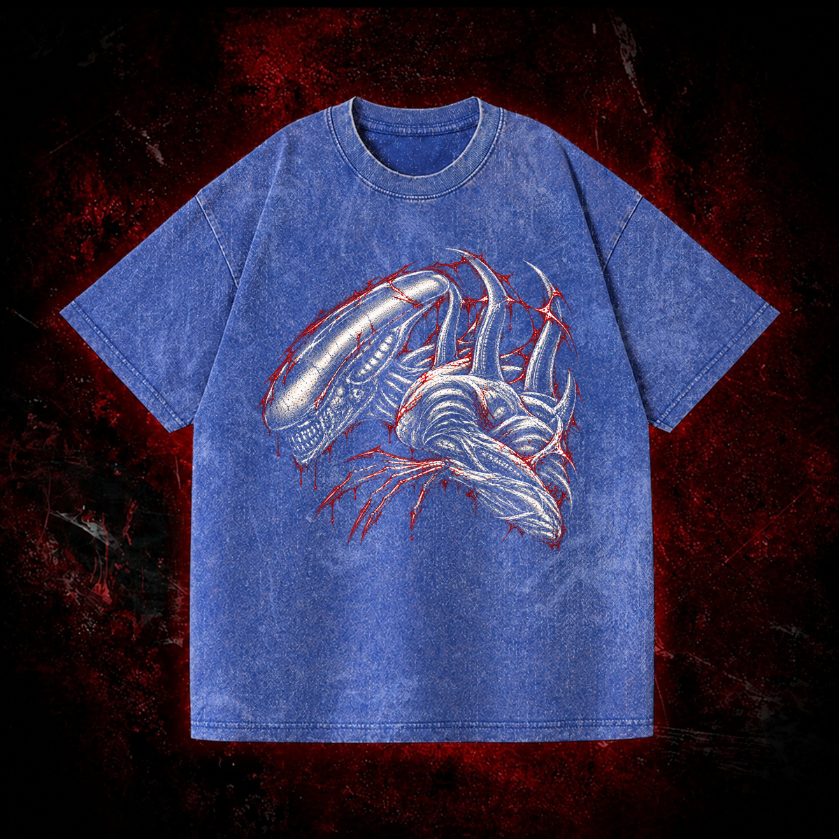 Crimson Carapace Vintage Washed T-shirt in Navy Blue, front view
