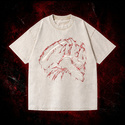 Crimson Carapace Vintage Washed T-shirt in White, front view