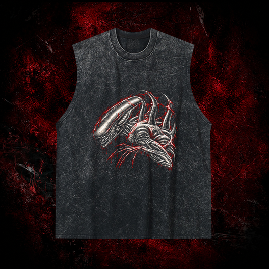 Crimson Carapace Vintage Washed Tank Top in Black, front view