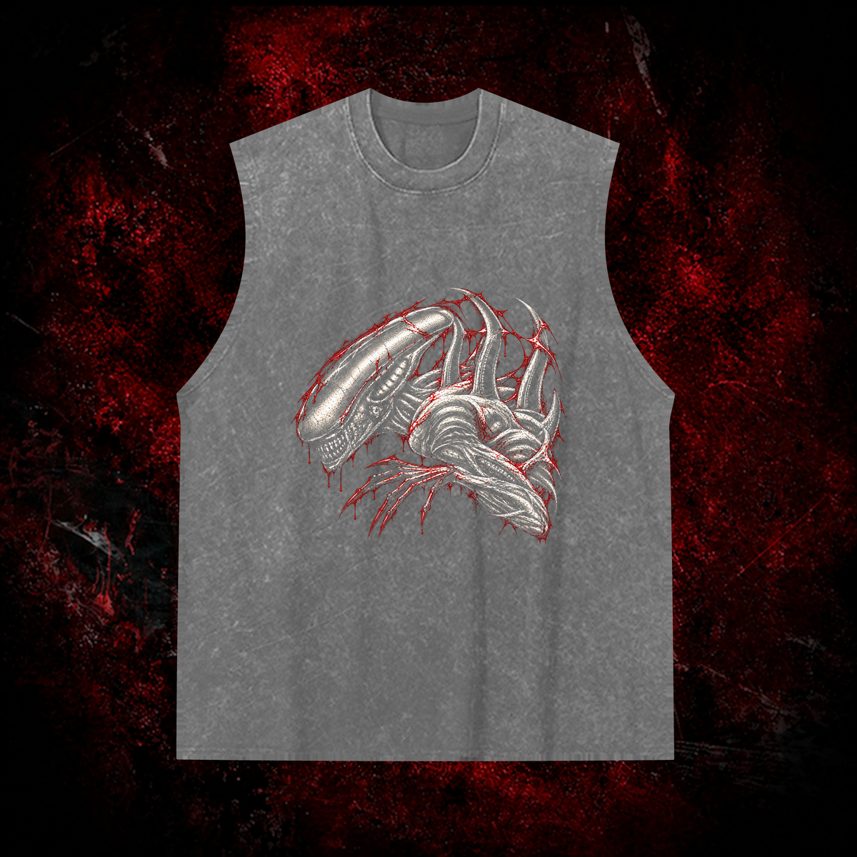 Crimson Carapace Vintage Washed Tank Top in Gray, front view