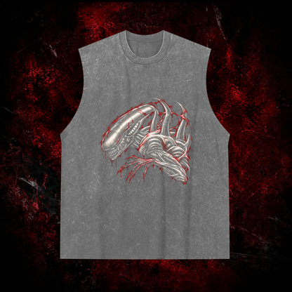 Crimson Carapace Vintage Washed Tank Top in Gray, front view