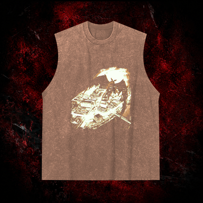 Mothman Point Pleasant Vintage Washed Tank Top in Brown, front view
