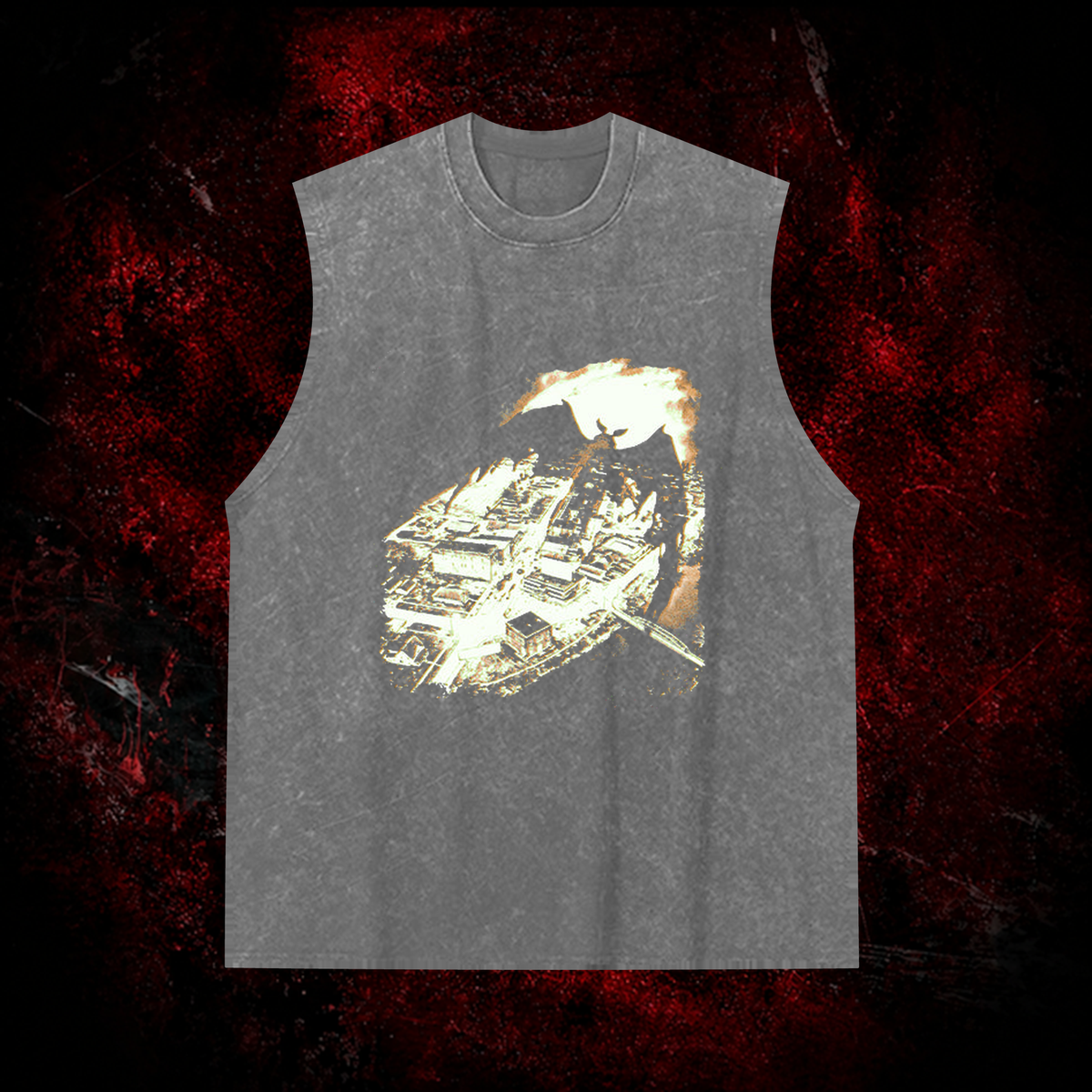 Mothman Point Pleasant Vintage Washed Tank Top in Gray, front view