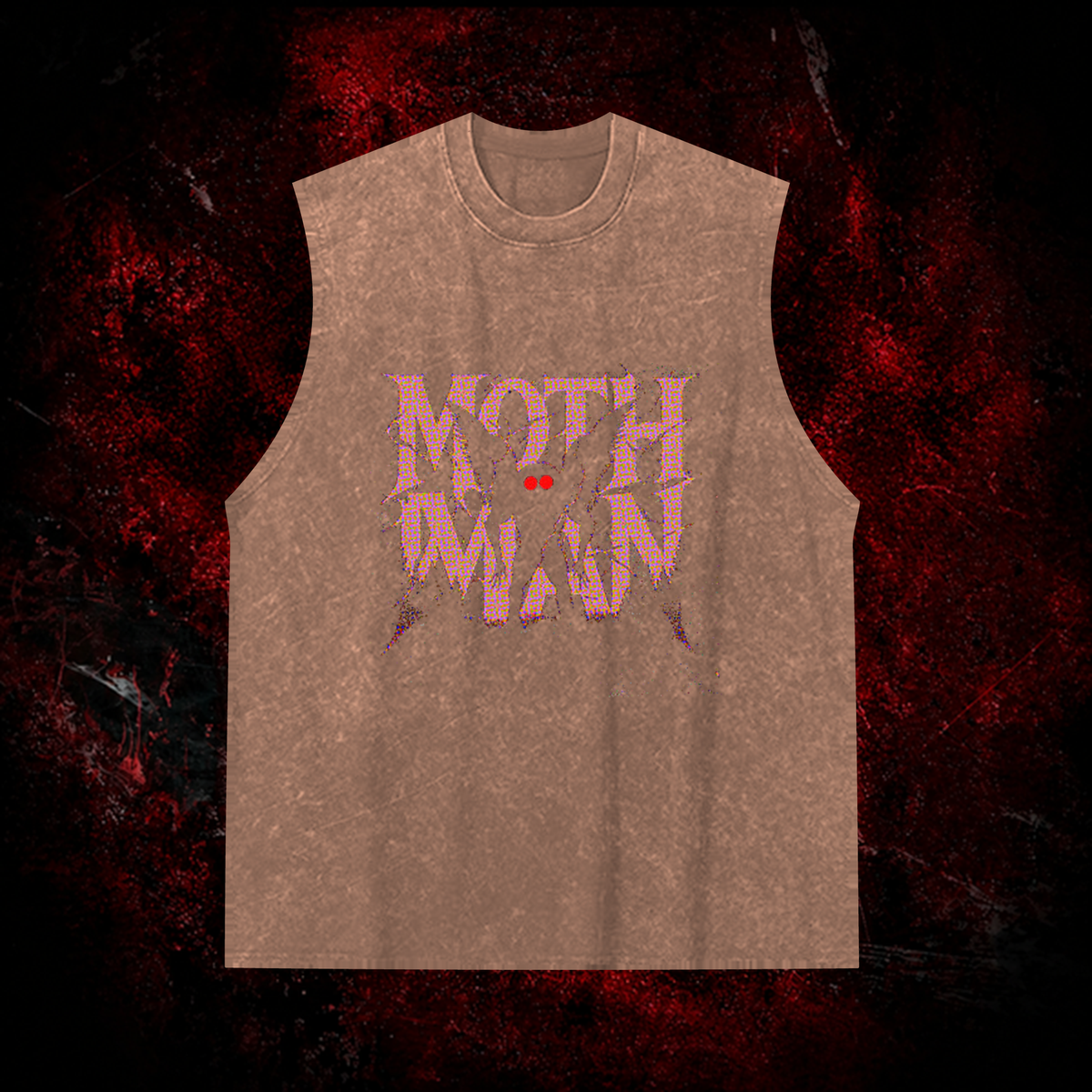 Mothman Shatter Vintage Washed Tank Top in Brown, front view