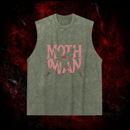 Mothman Shatter Vintage Washed Tank Top in Green, front view