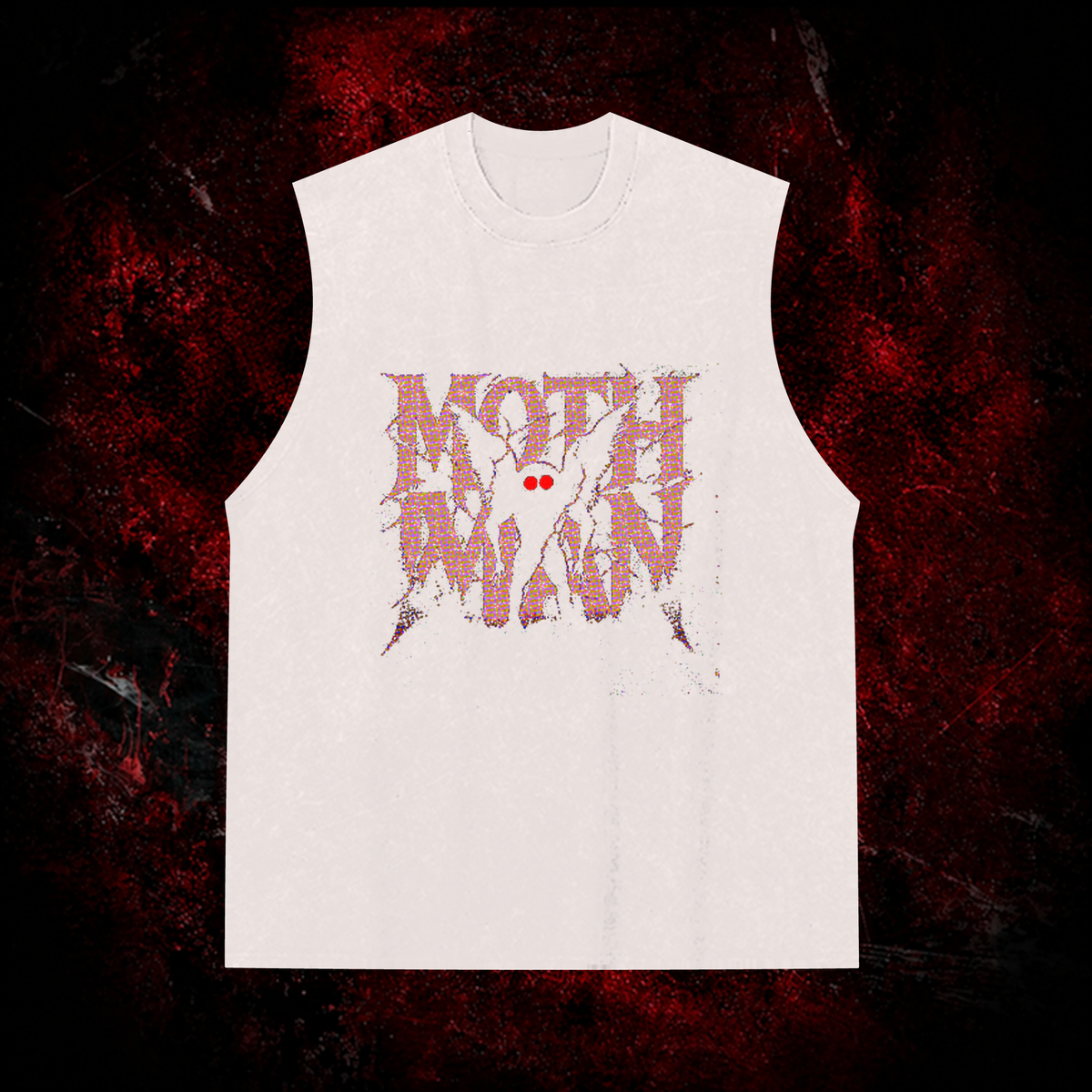 Mothman Shatter Vintage Washed Tank Top in White, front view