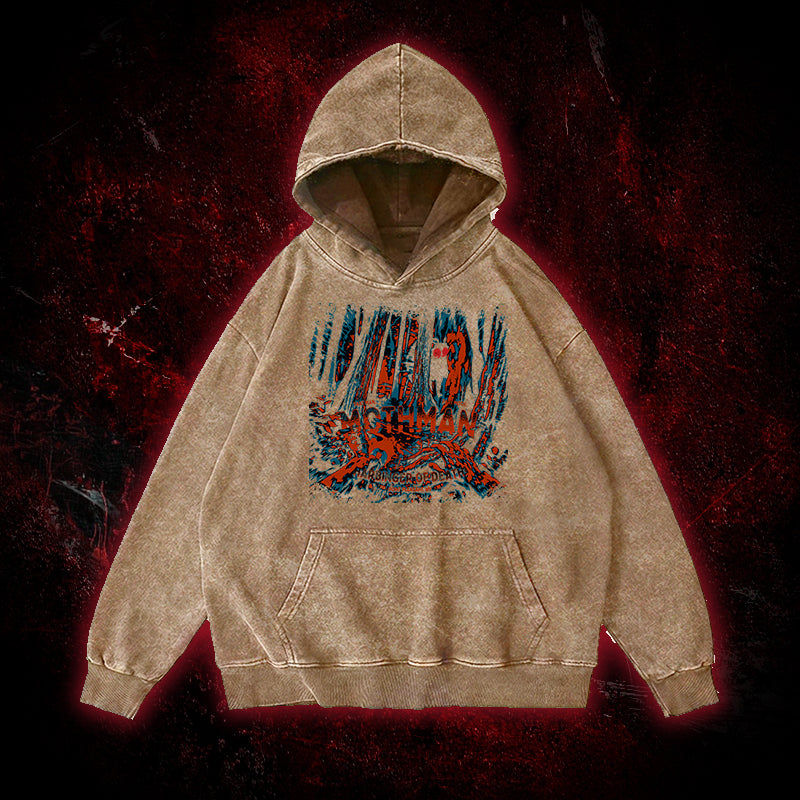 Mothman Harbinger of Death Vintage Washed Hoodie