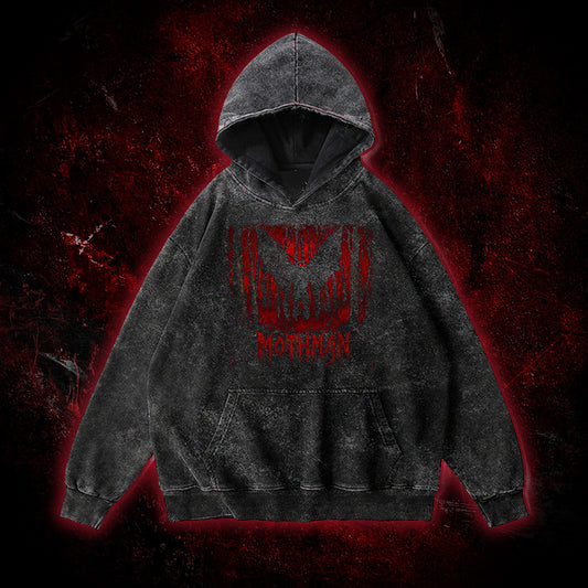 Mothman Gothic Death Metal Vintage Washed Hoodie