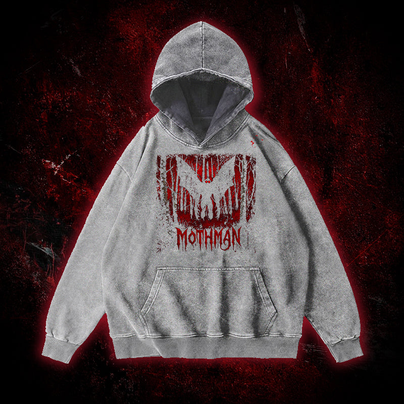 Mothman Gothic Death Metal Vintage Washed Hoodie