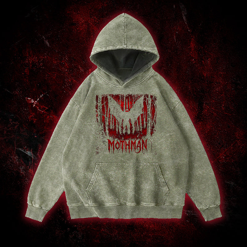 Mothman Gothic Death Metal Vintage Washed Hoodie