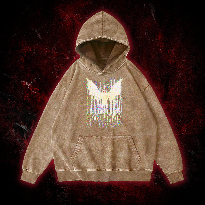 Pixel Mothman Vintage Washed Hoodie