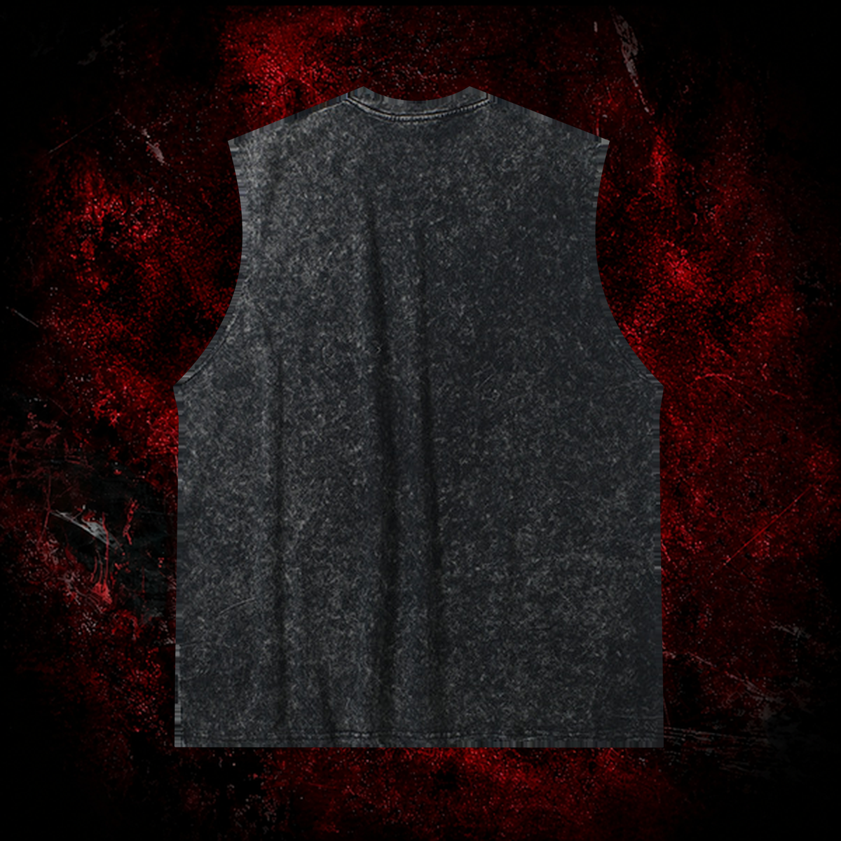 Void Mothman Vintage Washed Tank Top in Black, back view