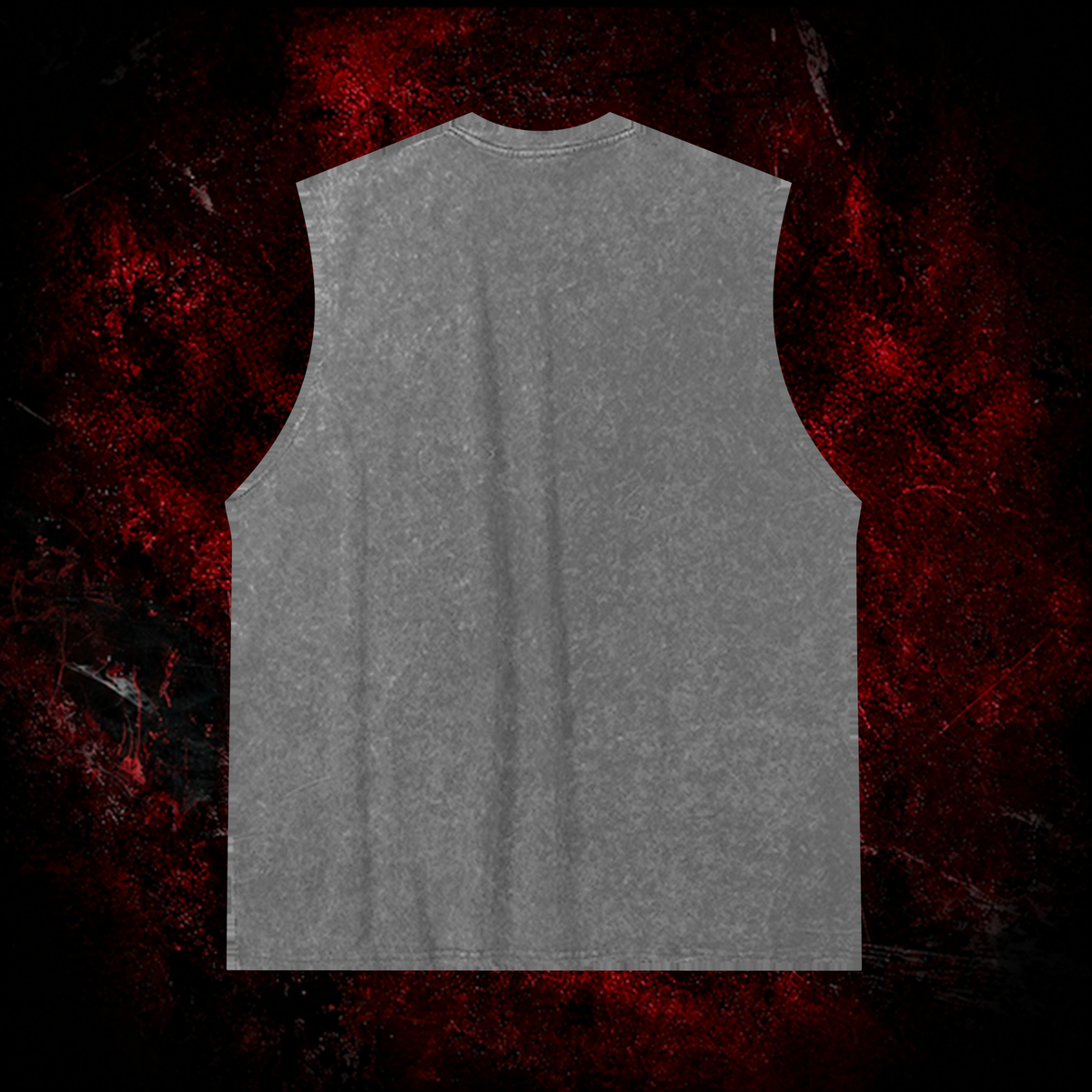 Void Mothman Vintage Washed Tank Top in Gray, back view