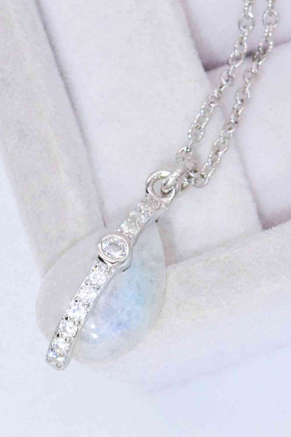 Natural Moonstone and Zircon Pendant Necklace